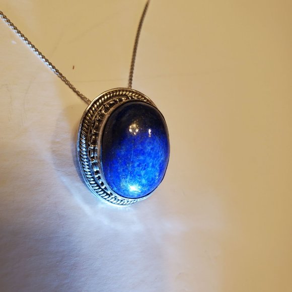 LAPIS  LAZULI  STERLING  SILVER  PENDANT - Picture 2 of 8